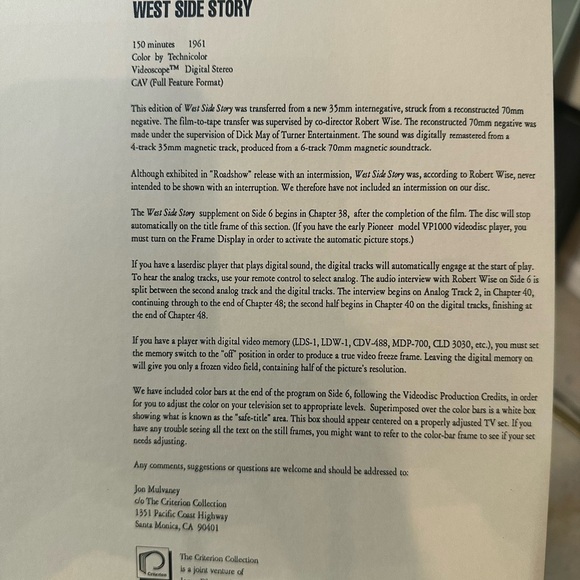 West Side Story Laser Disc - Picture 2 of 7